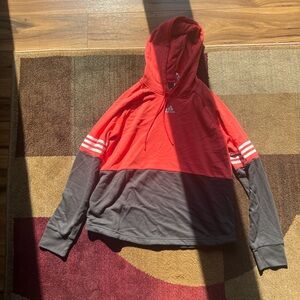 Adidas Kids Two-Tone Red and Gray Hoodie